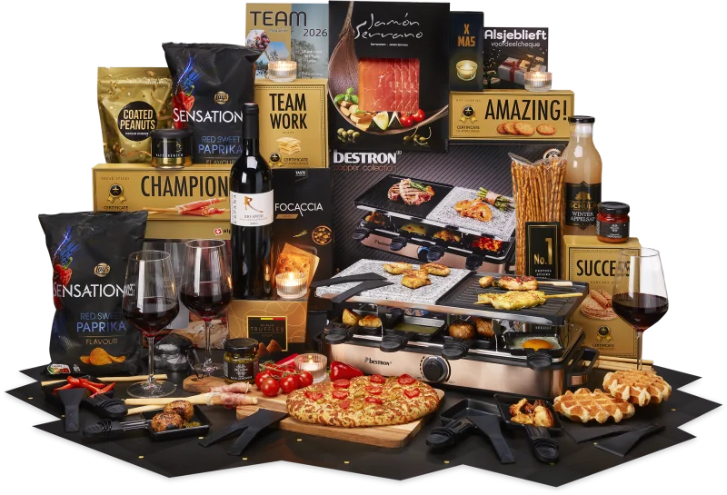 Aan tafel kerstpakket met raclette en wijn
