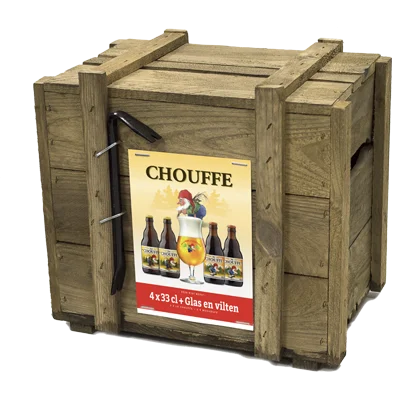 Kerstpakket Lachouffe Bierbox 4x33cl. + Bokaal
