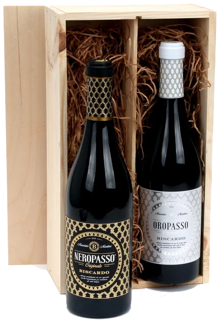 Kerstpakket Biscardo Oropasso - Neropasso 2-vaks wijnkist