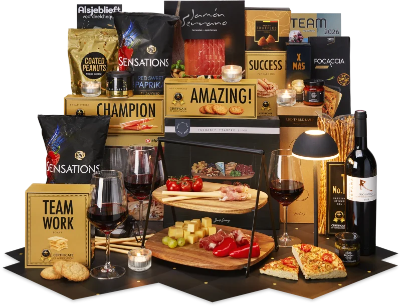 Cozy Set kerstpakket met gouden en zwarte accenten