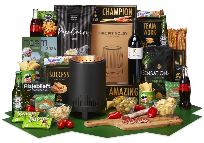Firepit kerstpakket met vuurkorf en lekkernijen