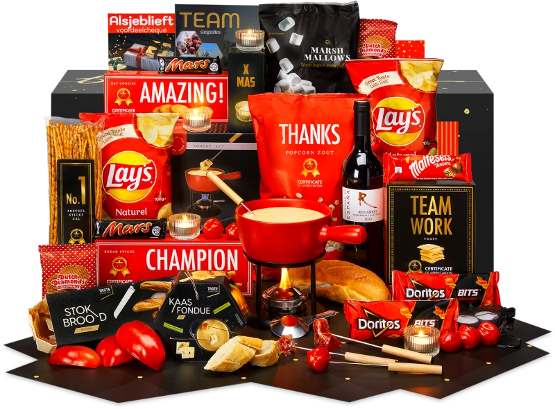 JENS Living Fondue Set Rood Large met lekkernijen