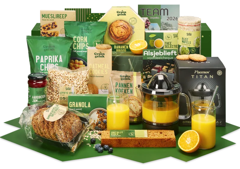 Frisse neus kerstpakket met biologische en duurzame producten