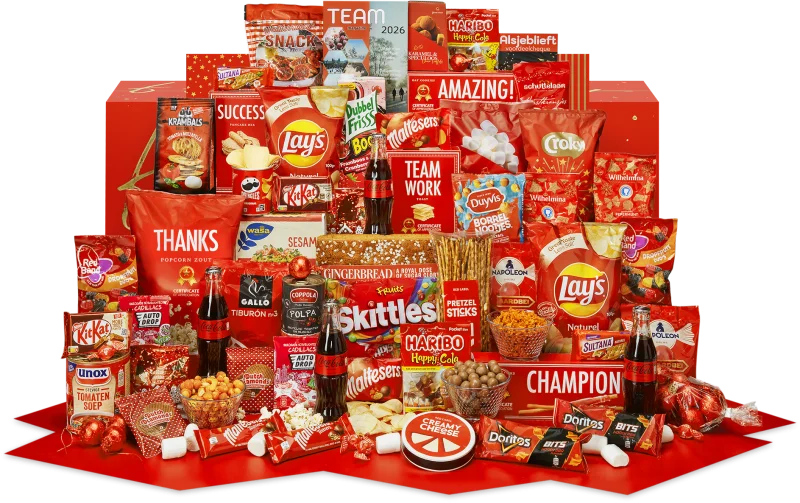 Giga kerstpakket met diverse lekkernijen en verrassingen