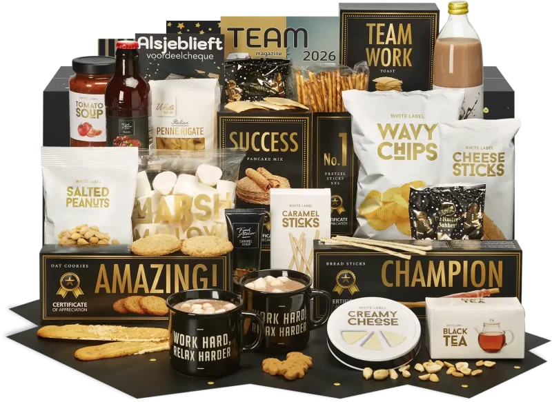 Goed gevuld kerstpakket met diverse lekkernijen