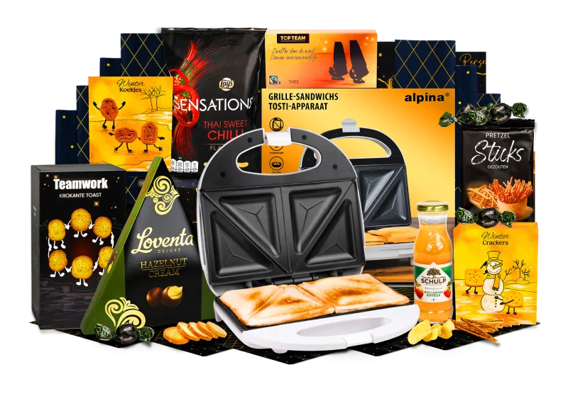 Kerstpakket Grill feest met sandwich maker en lekkernijen