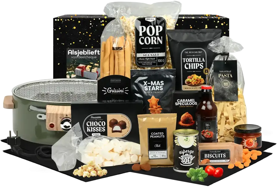 Kerstpakket met hybride BBQ groen en diverse happen voor de BBQ