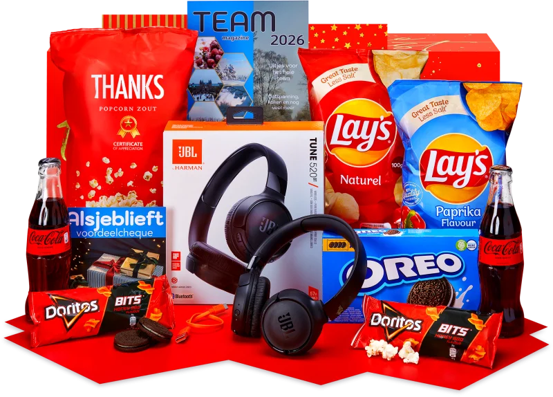 JBL Tune kerstpakket met koptelefoon en snacks