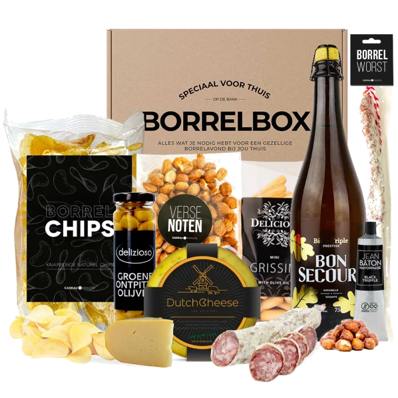 Luxe borrel kerstpakket met bier en delicatessen