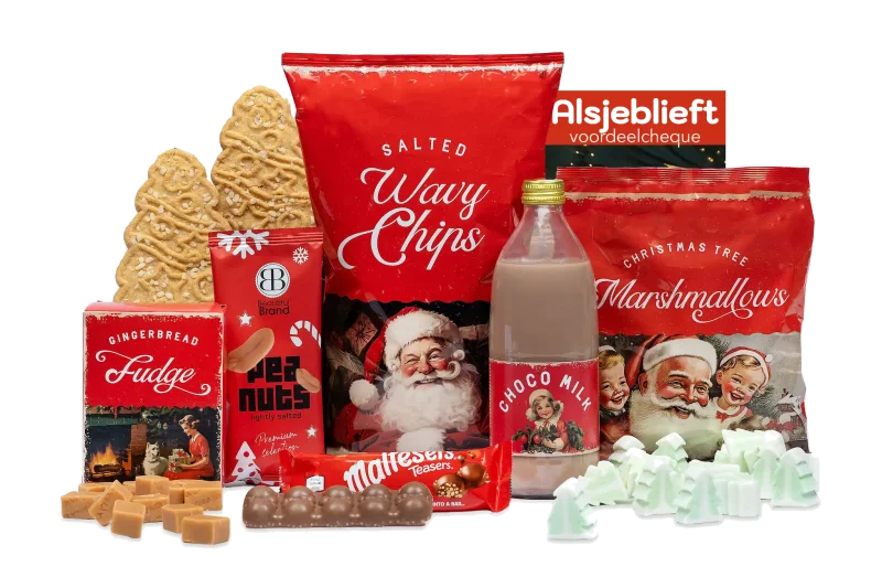 Merry Xmas kerstpakket met lekkernijen en voucher