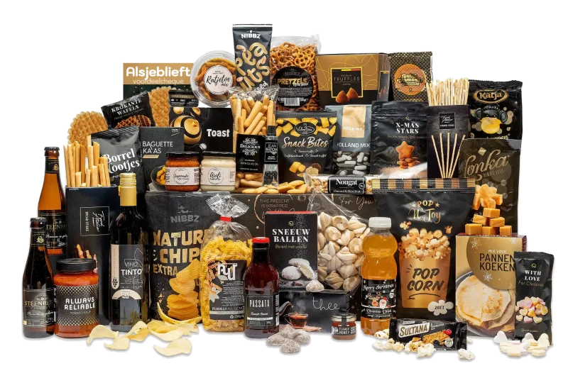 Op en top genieten XXL kerstpakket met diverse lekkernijen