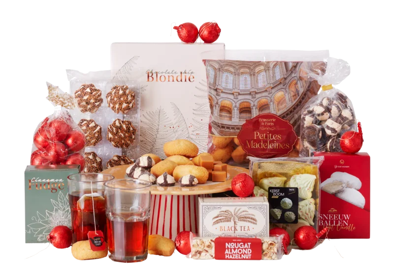 Kerstpakket Oplaadmomentje met lekkernijen en serveerplateau