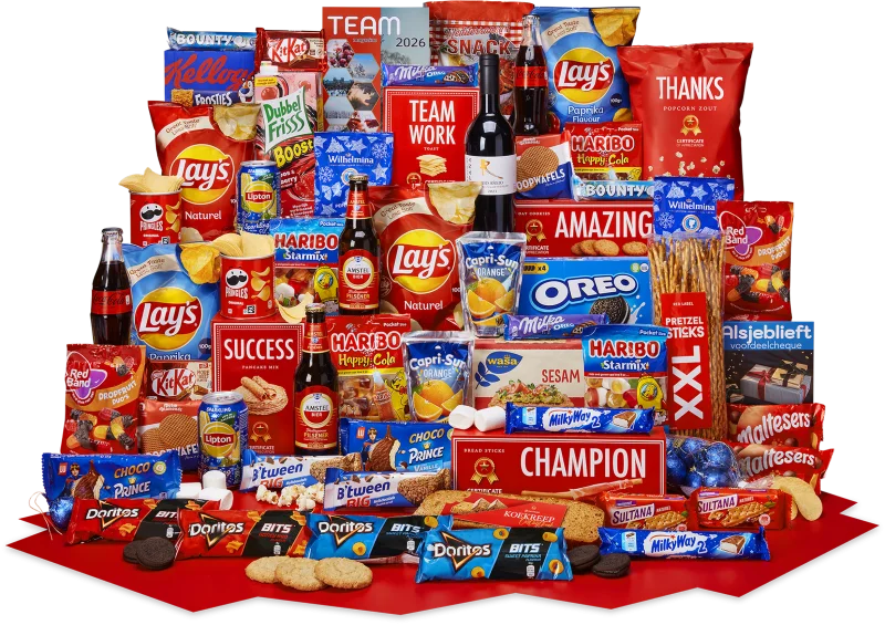 Party kerstpakket met diverse lekkernijen en verrassingen