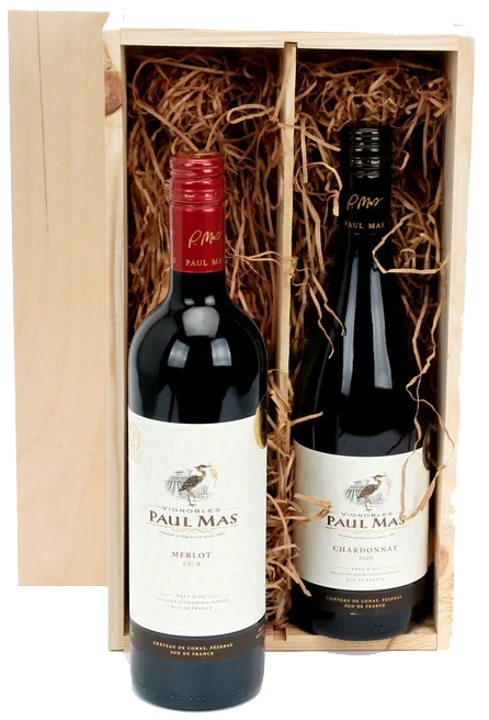 Kerstpakket Paul Mas Merlot & Chardonnay 2-vaks