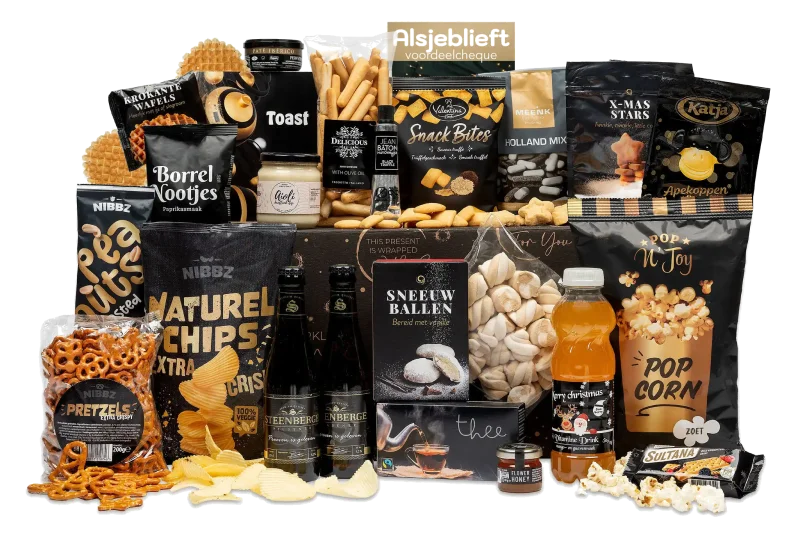Proeven is genieten kerstpakket met diverse lekkernijen