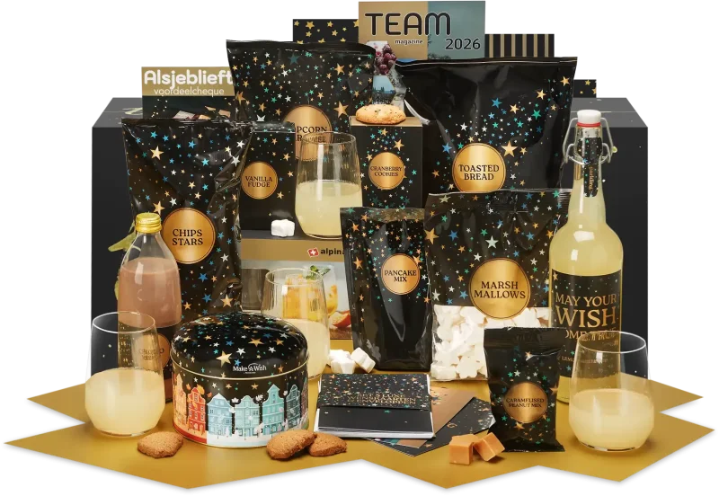 Refresh kerstpakket met diverse lekkernijen en cadeaus