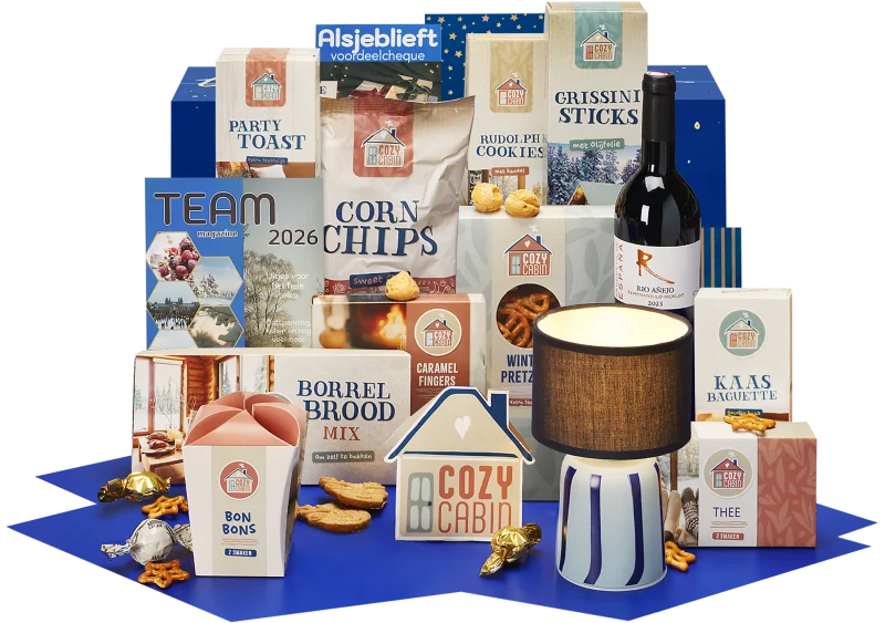 Relaxen kerstpakket met LED lamp en lekkernijen
