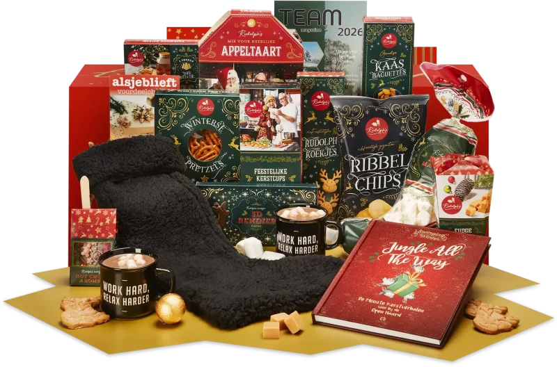 Rudolph kerstpakket met diverse lekkernijen en cadeaus
