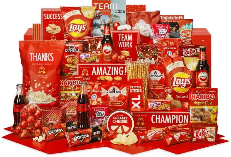 Samen kerstpakket met diverse snacks en verrassingen