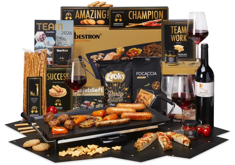 Samenzijn Kerstpakket met gourmet items en wijn