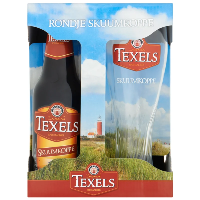 Kerstpakket Texels Rondje Skuumkoppe 3x30cl incl. glas