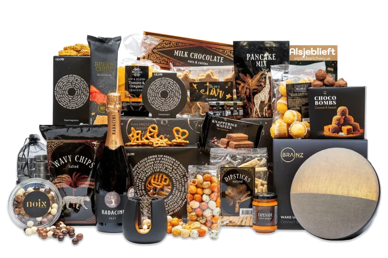 Wake up & shine kerstpakket met diverse lekkernijen en cadeaus