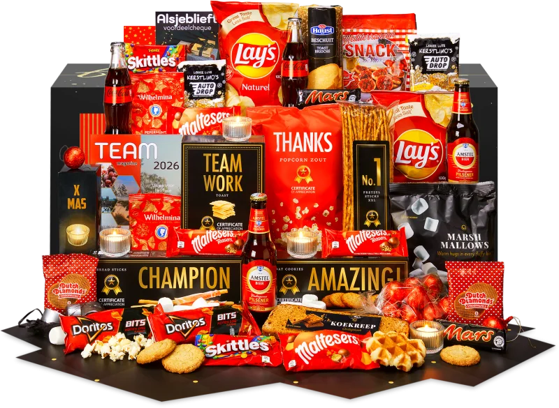 Winterglans Rood Kerstpakket met diverse lekkernijen